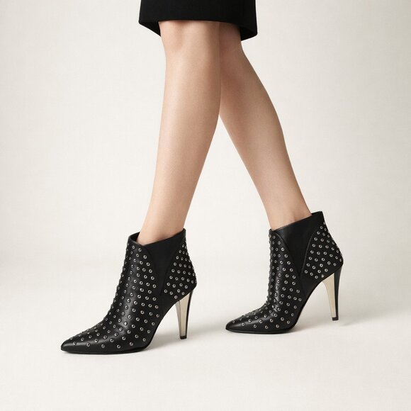 Michael Kors Shoes - Michael Kors Collection Studded Leather Ankle Boots Italy Pointed Toe Stiletto S